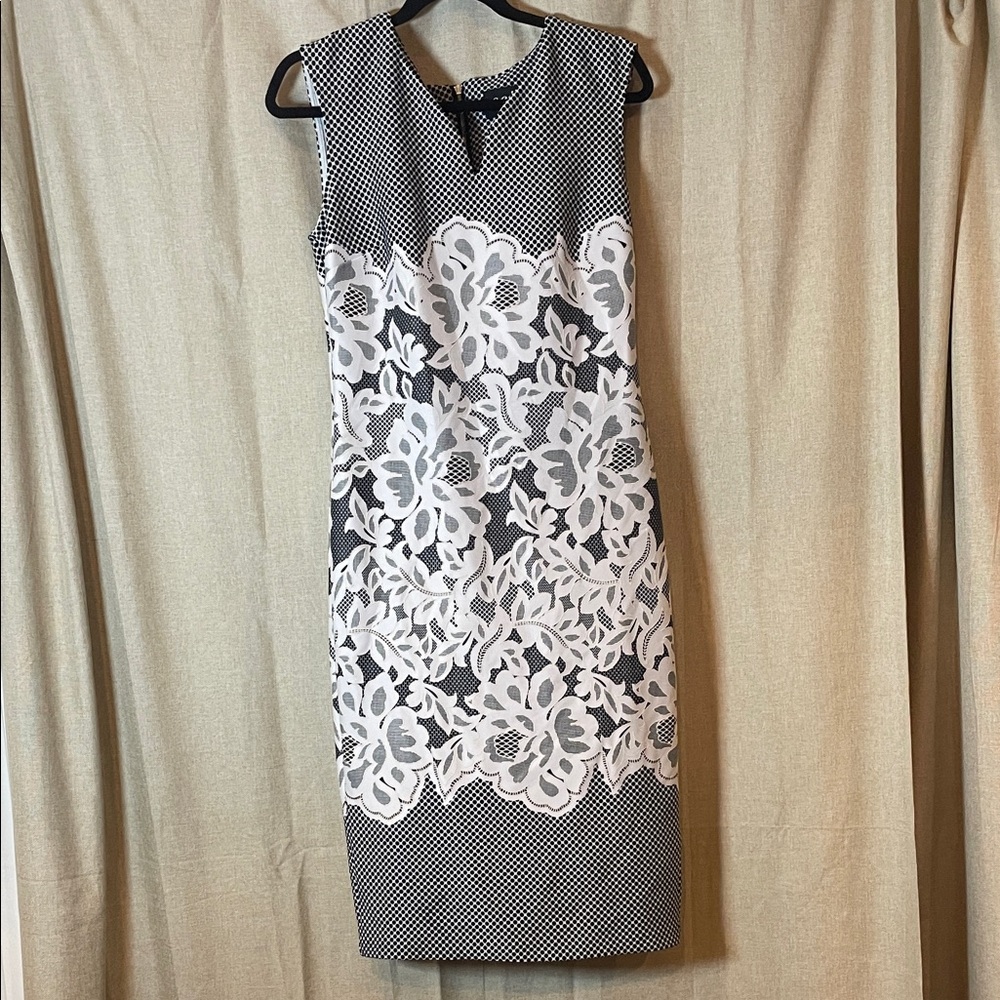 ECI Elegant Black and White Floral Dress